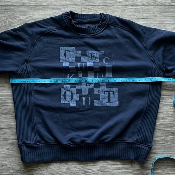 Aerie Blue “Checked Out” Crewneck Sweater Size Small - Picture 5 of 8